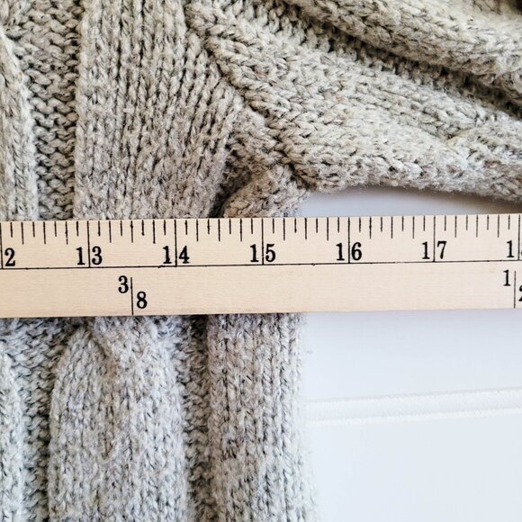 J.Jill Long Cardigan Womens Small Gray Marled Duster Cable Knit Pockets Roll Hem - Picture 4 of 9